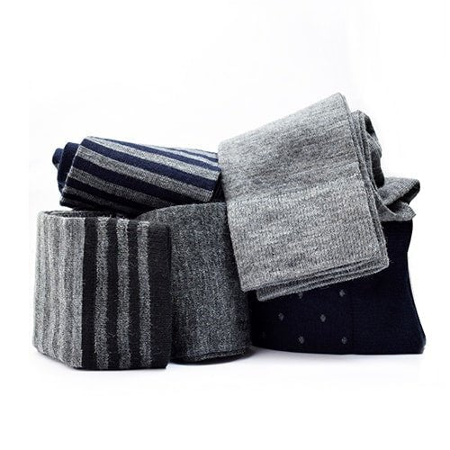 Produktbild 2 - Minfot Strumpor Merinoull Randig Navy Mix 5-pack