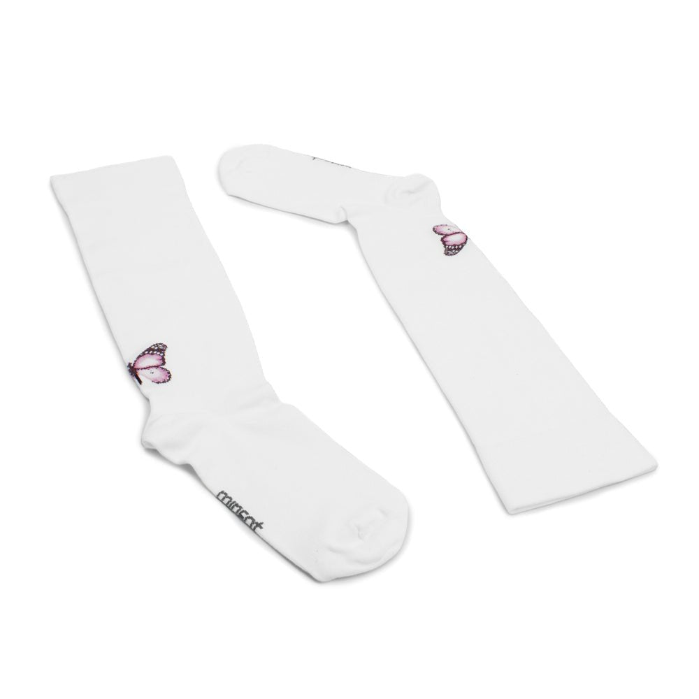Minfot Flawless Stödstrumpor Breda Bambu Fjäril Vit 1-pack