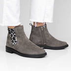 Minfot Bou Chelsea Boots Dam Stretch Nubuck Stone Leopard