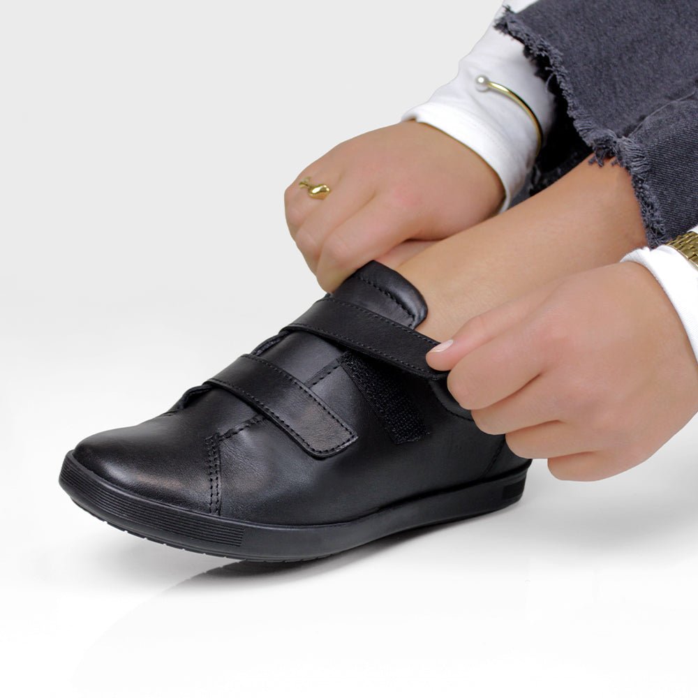 Produktbild 14 - Minfot Aveny Skinn Sneaker med Kardborreband Svart