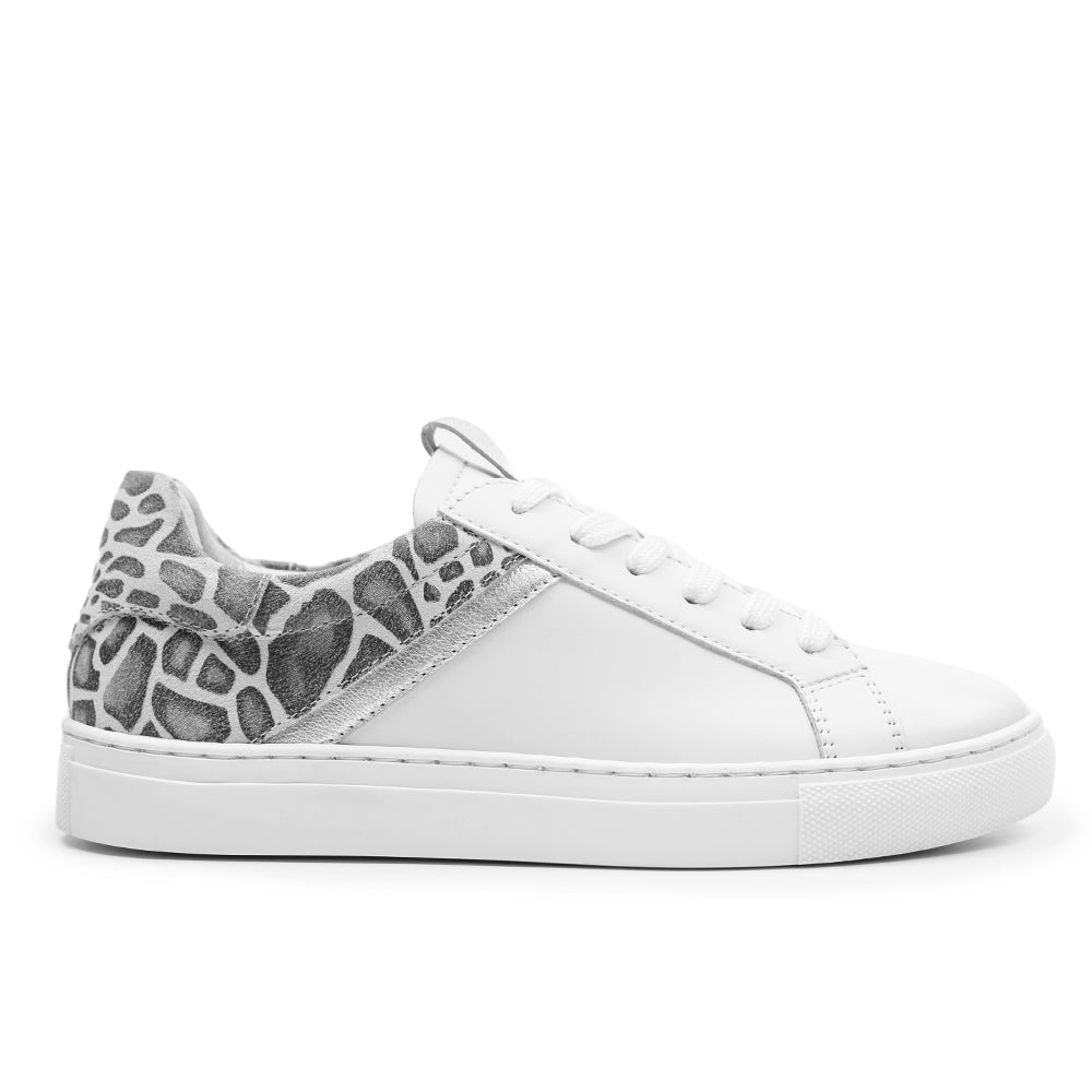 Minfot Comfort Sneakers Skinn Leopard Vit