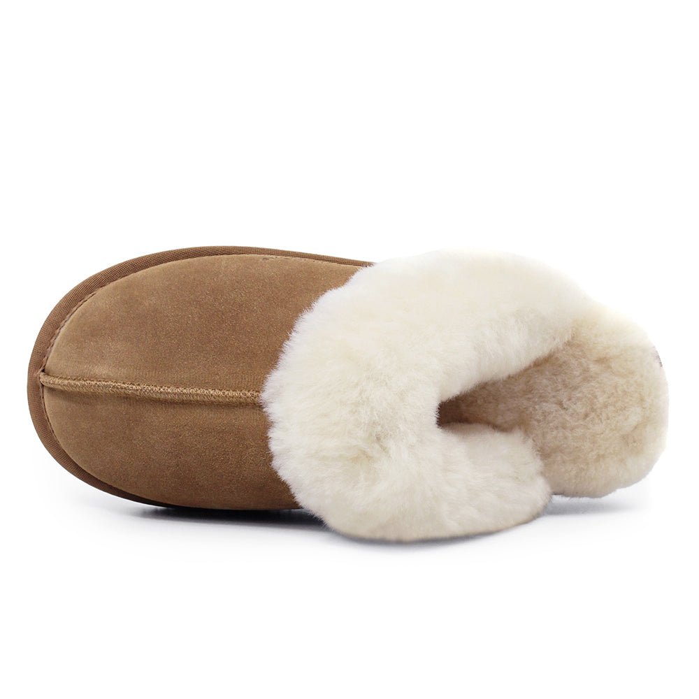 Produktbild 5 - Minfot Fårskinnstofflor Slip-On Duved med sula Caramel