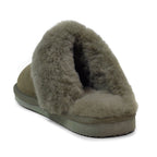 Minfot Fårskinnstofflor Slip-on Duved med sula Mörk Olivgrön