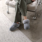 Minfot Fårskinnstofflor Slip-on Duved med sula Grå
