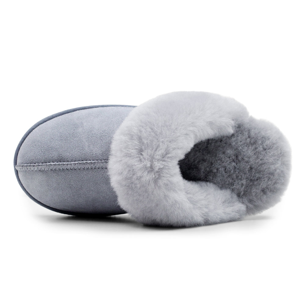 Minfot Fårskinnstofflor Slip-on Duved med sula Grå