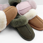 Minfot Fårskinnstofflor Slip-on Duved med sula Mörk Olivgrön