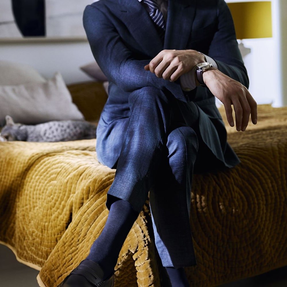 Falke Airport Strumpor Merinoull Herr Marinblå