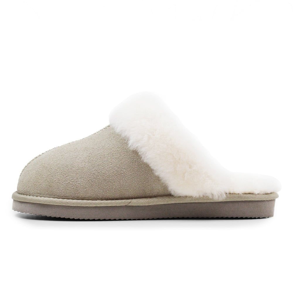 Minfot Fårskinnstofflor Slip-on Duved med sula Sand