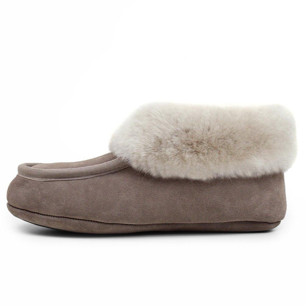 Minfot Fårskinnstofflor Hemse med sula Taupe