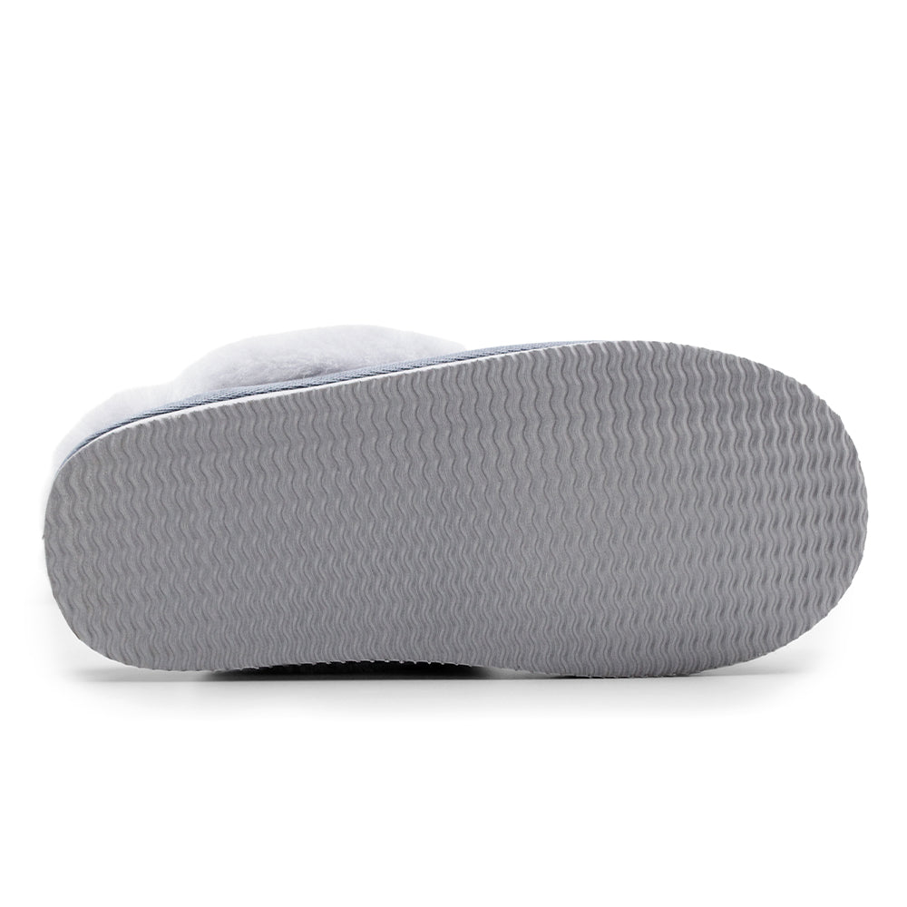Minfot Fårskinnstofflor Slip-on Duved med sula Grå