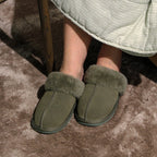 Minfot Fårskinnstofflor Slip-on Duved med sula Mörk Olivgrön