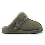 Minfot Fårskinnstofflor Slip-on Duved med sula Mörk Olivgrön