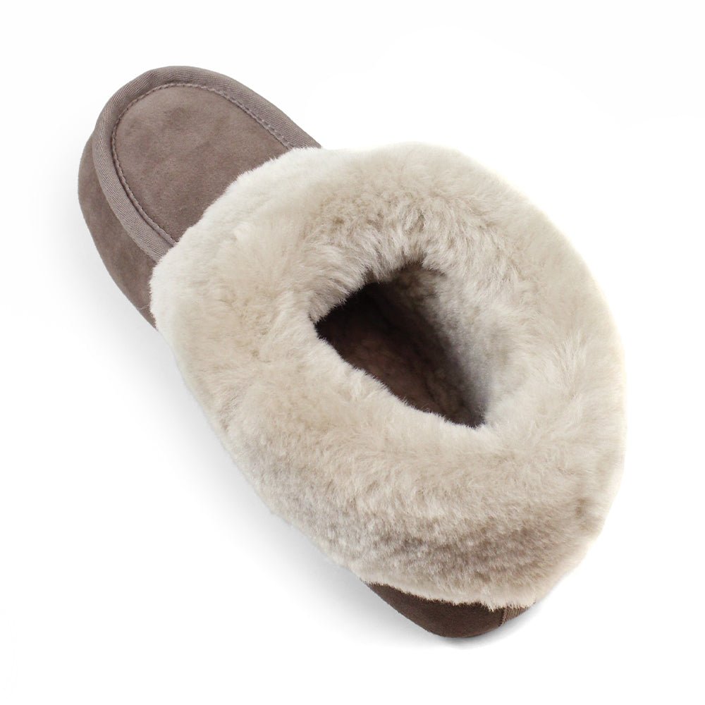 Minfot Fårskinnstofflor Hemse med sula Taupe