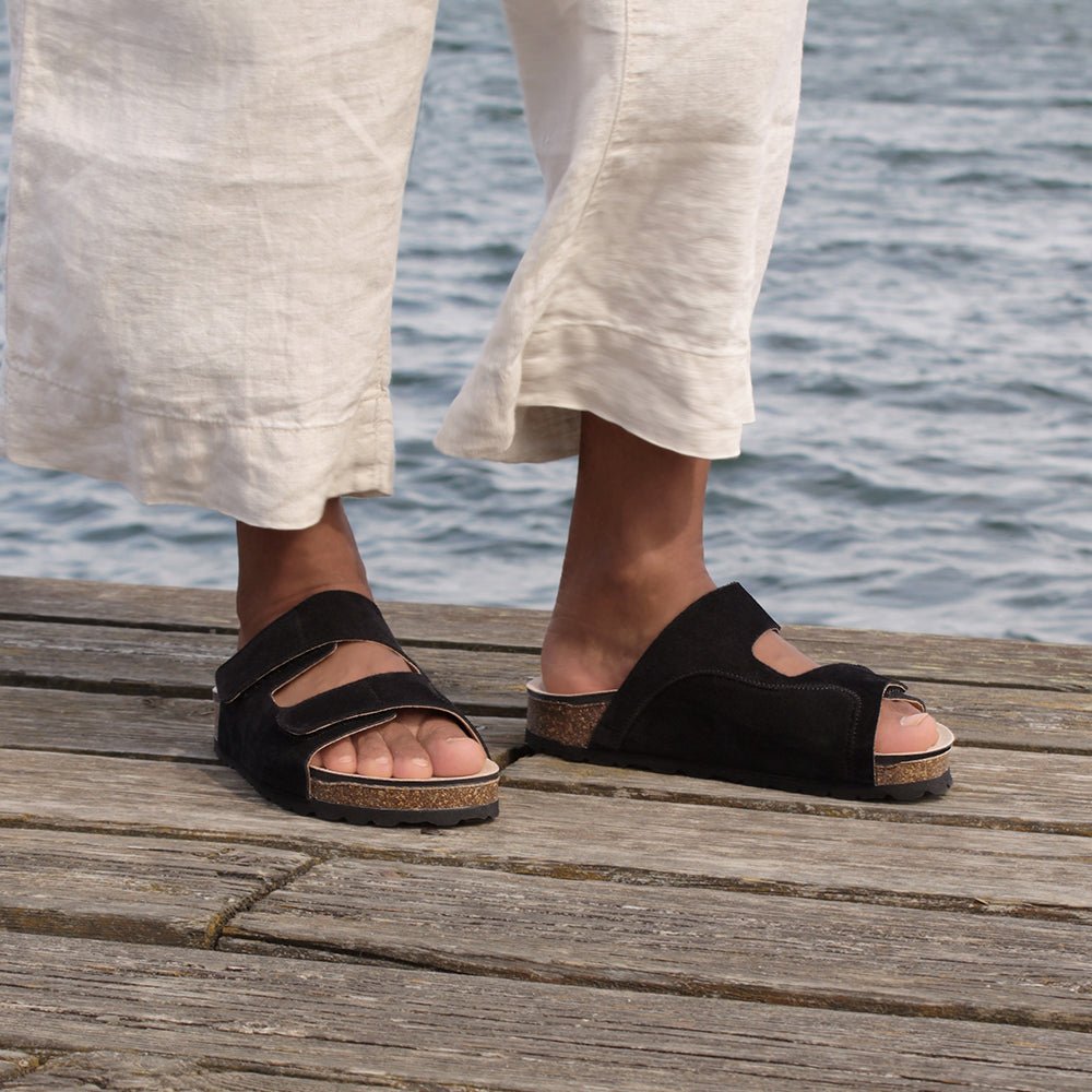 Minfot Lova Sandaler Dam Mocka Hallux Valgus Primo Soft Svart