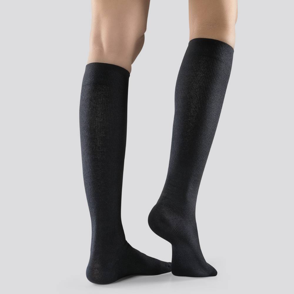 Mabs Stödstrumpor Bomull Bred Svart