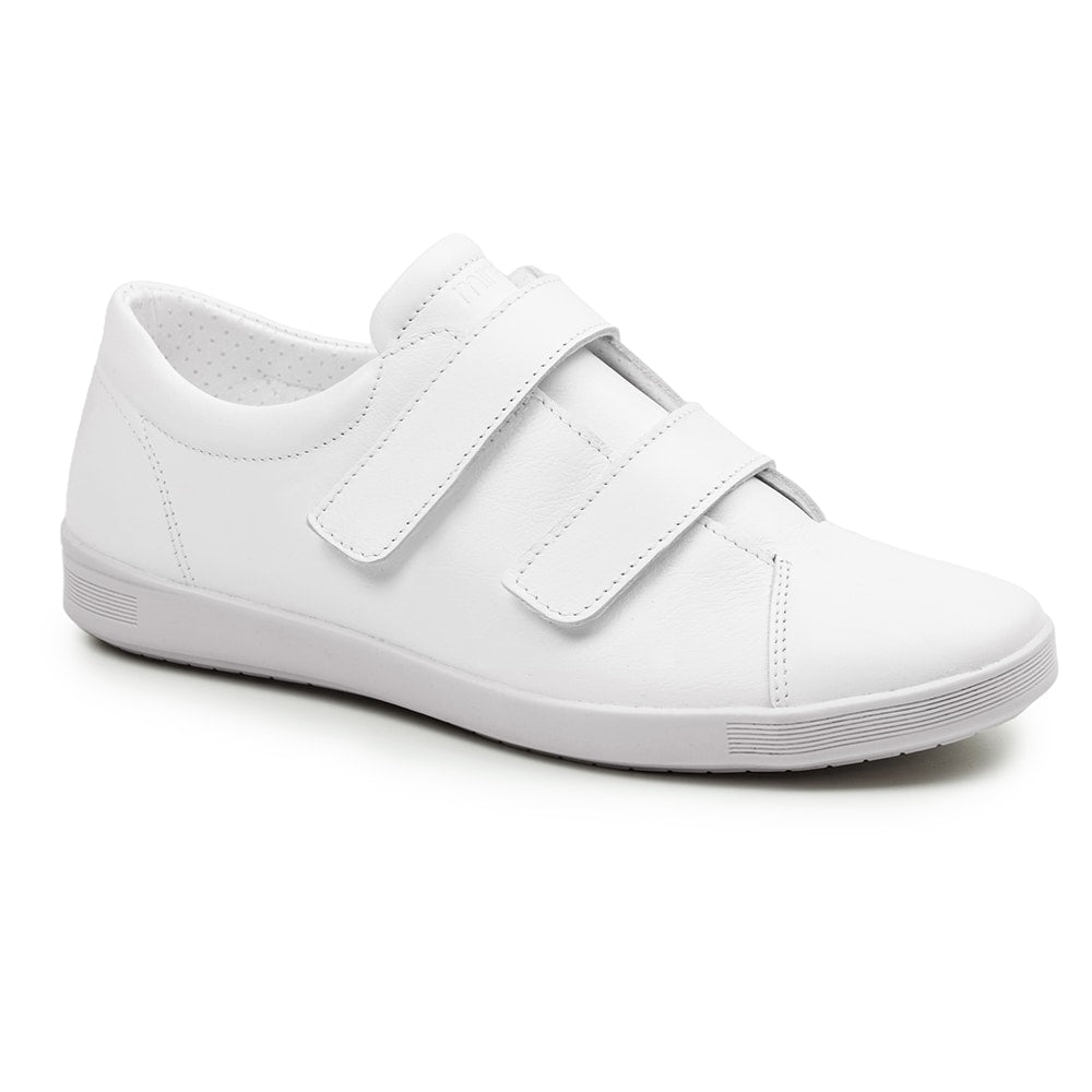 Minfot Aveny Skinn Sneaker med Kardborreband Vit