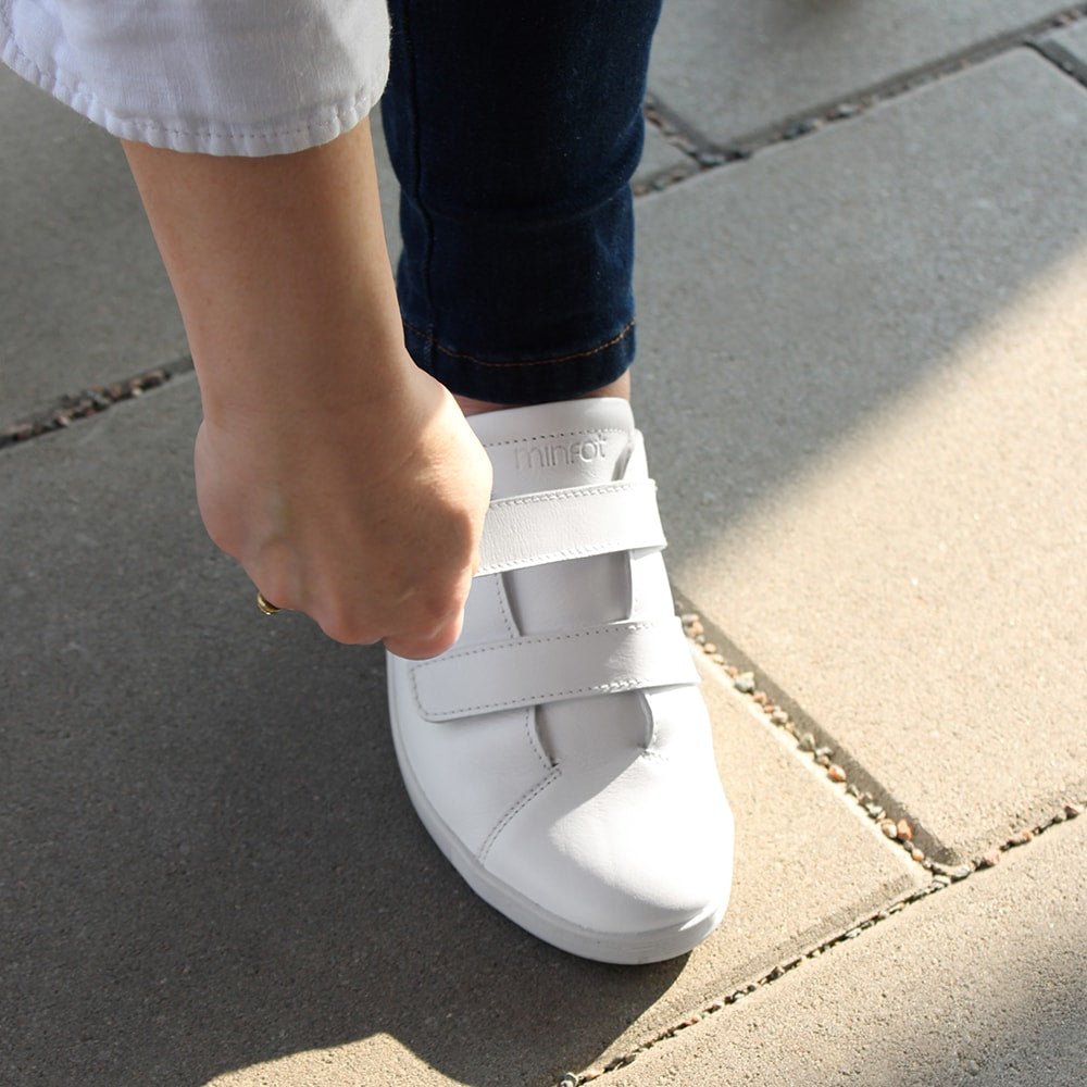 Minfot Aveny Skinn Sneaker med Kardborreband Vit