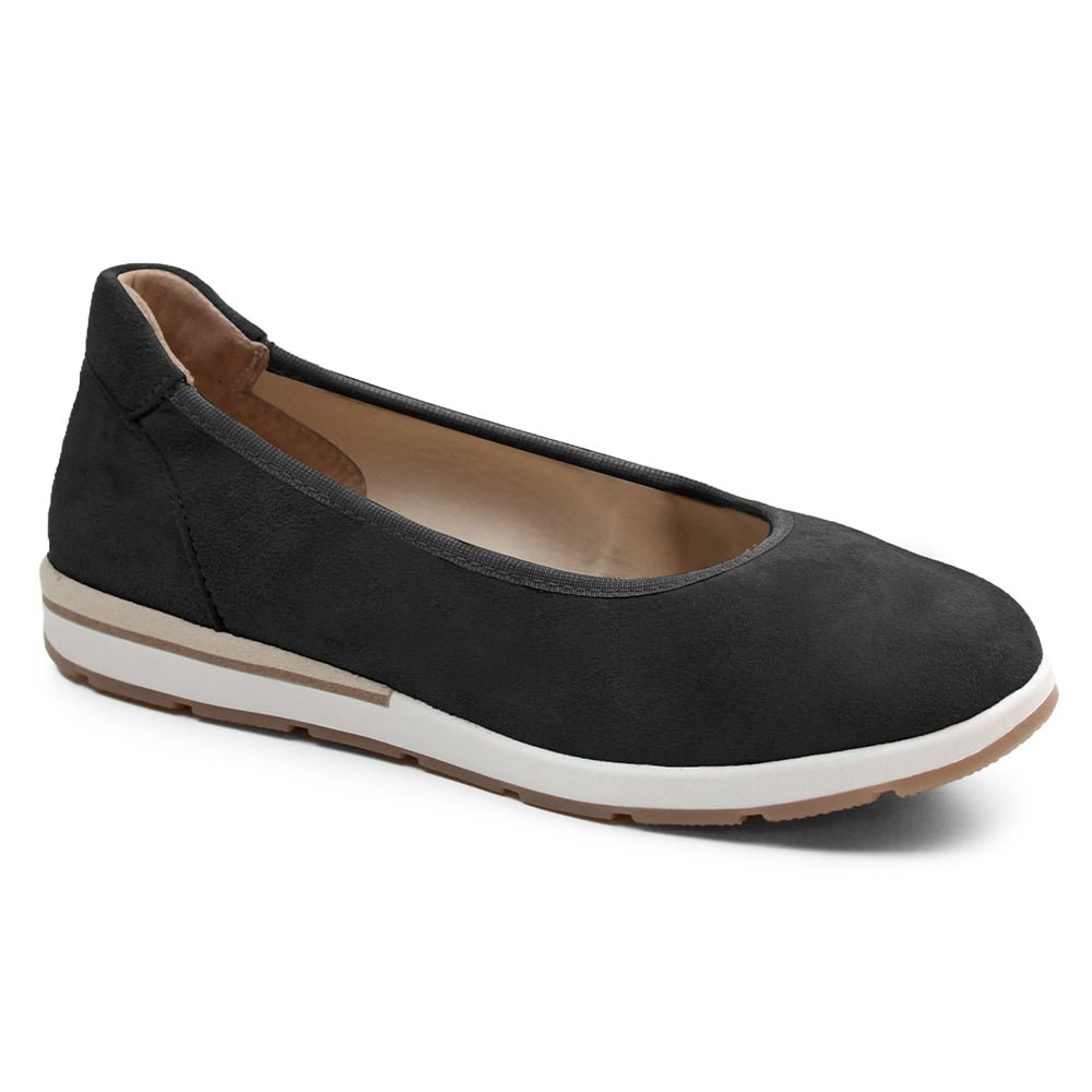 Minfot Ballerinaskor Joyce Stretch Nubuck Svart