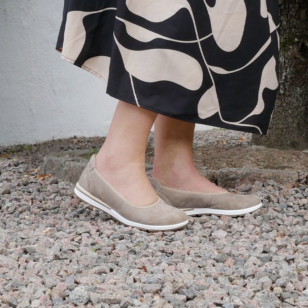 Minfot Ballerinaskor Joyce Stretch Nubuck Stone