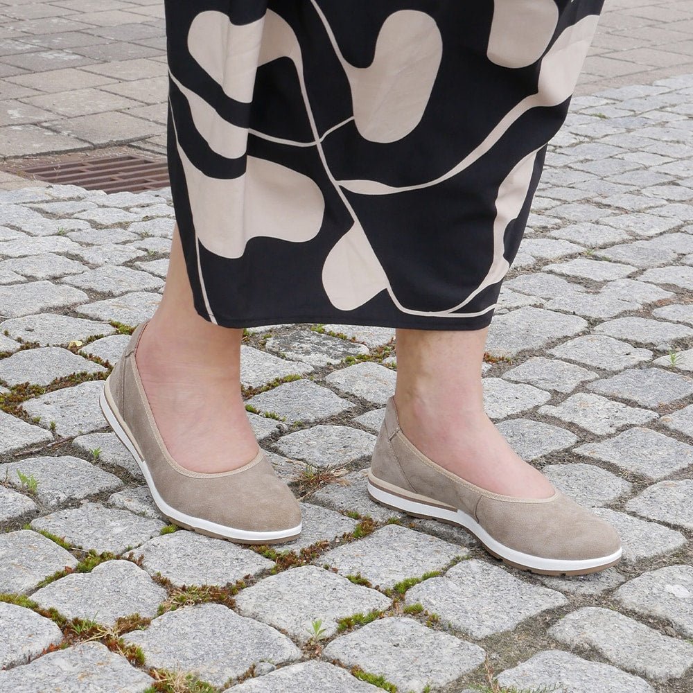 Minfot Ballerinaskor Joyce Stretch Nubuck Stone