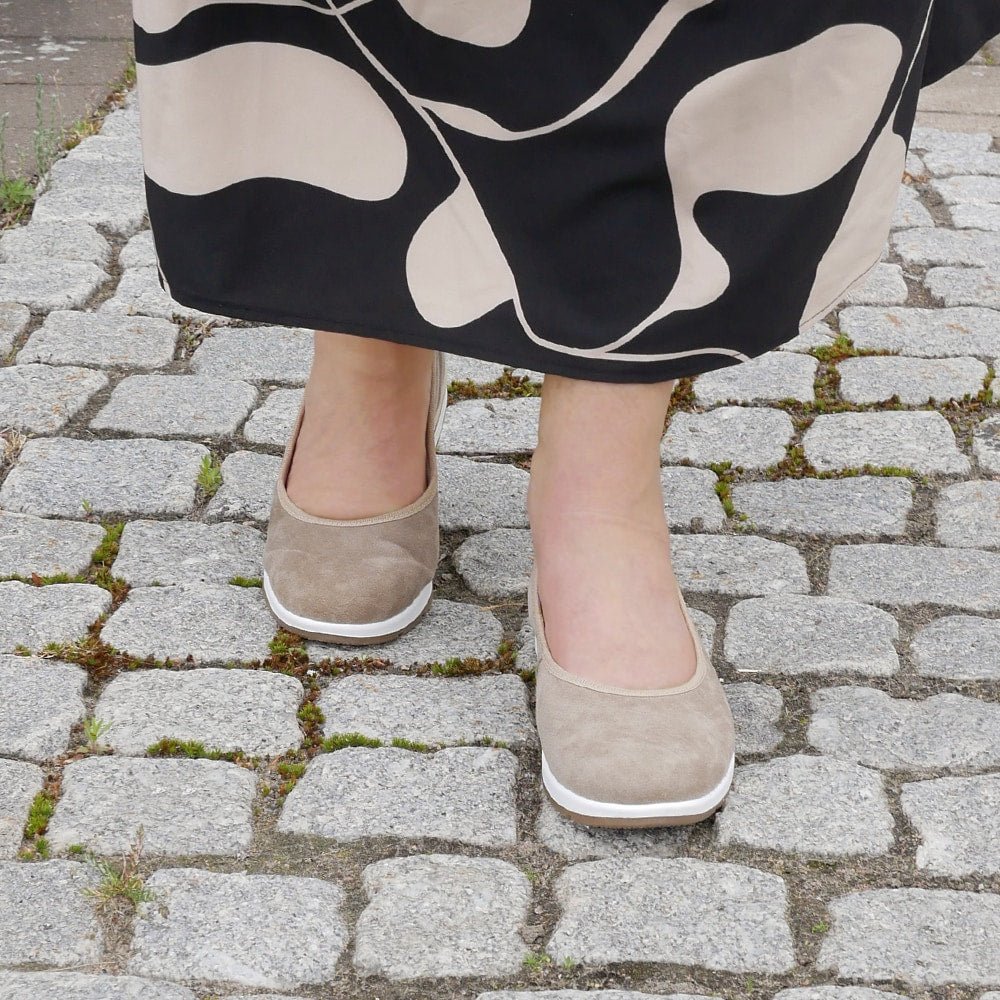 Minfot Ballerinaskor Joyce Stretch Nubuck Stone