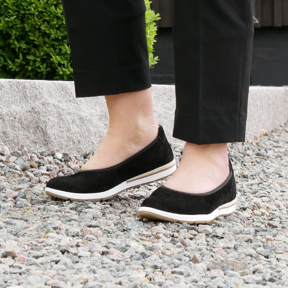 Minfot Ballerinaskor Joyce Dam Stretch Nubuck Svart