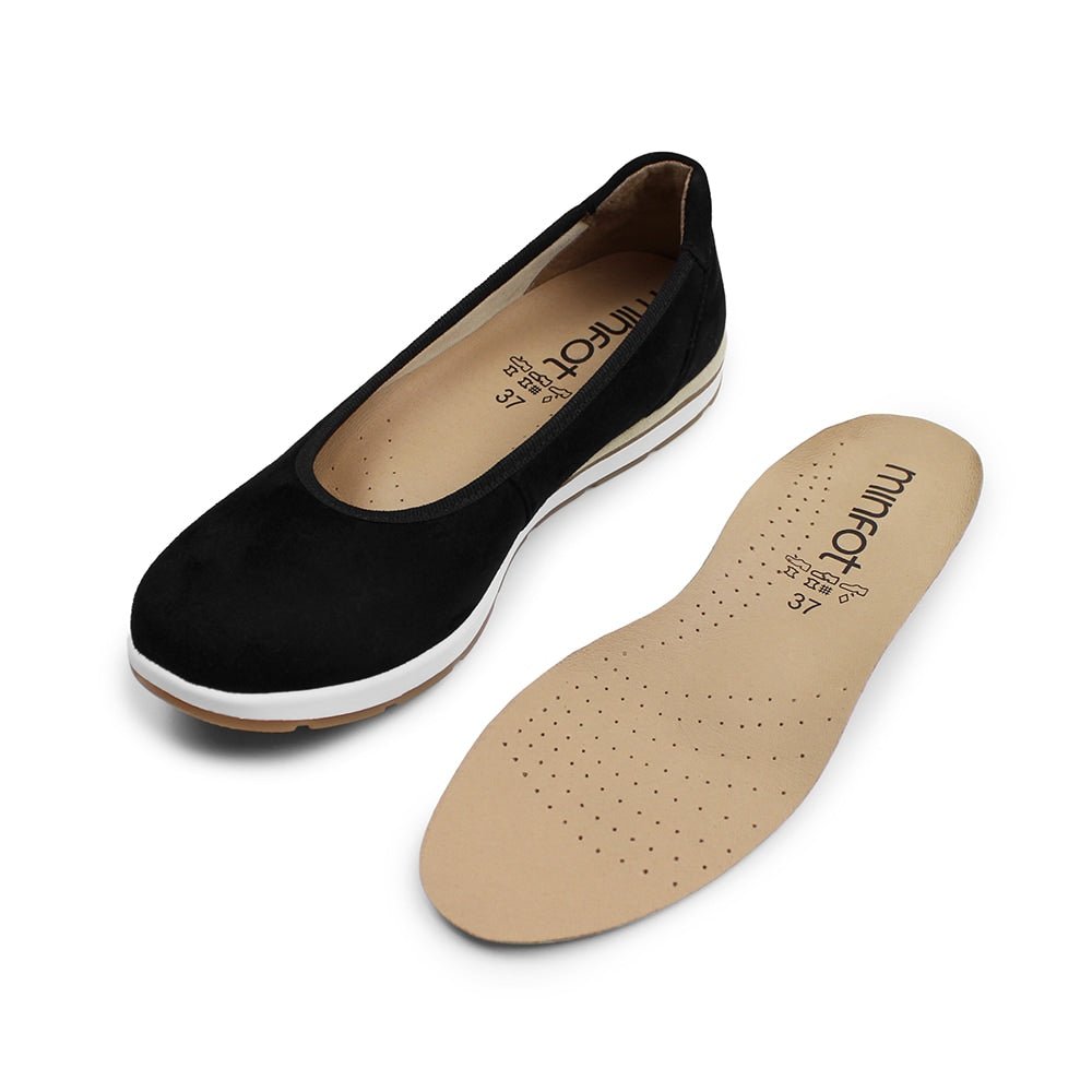 Minfot Ballerinaskor Joyce Dam Stretch Nubuck Svart