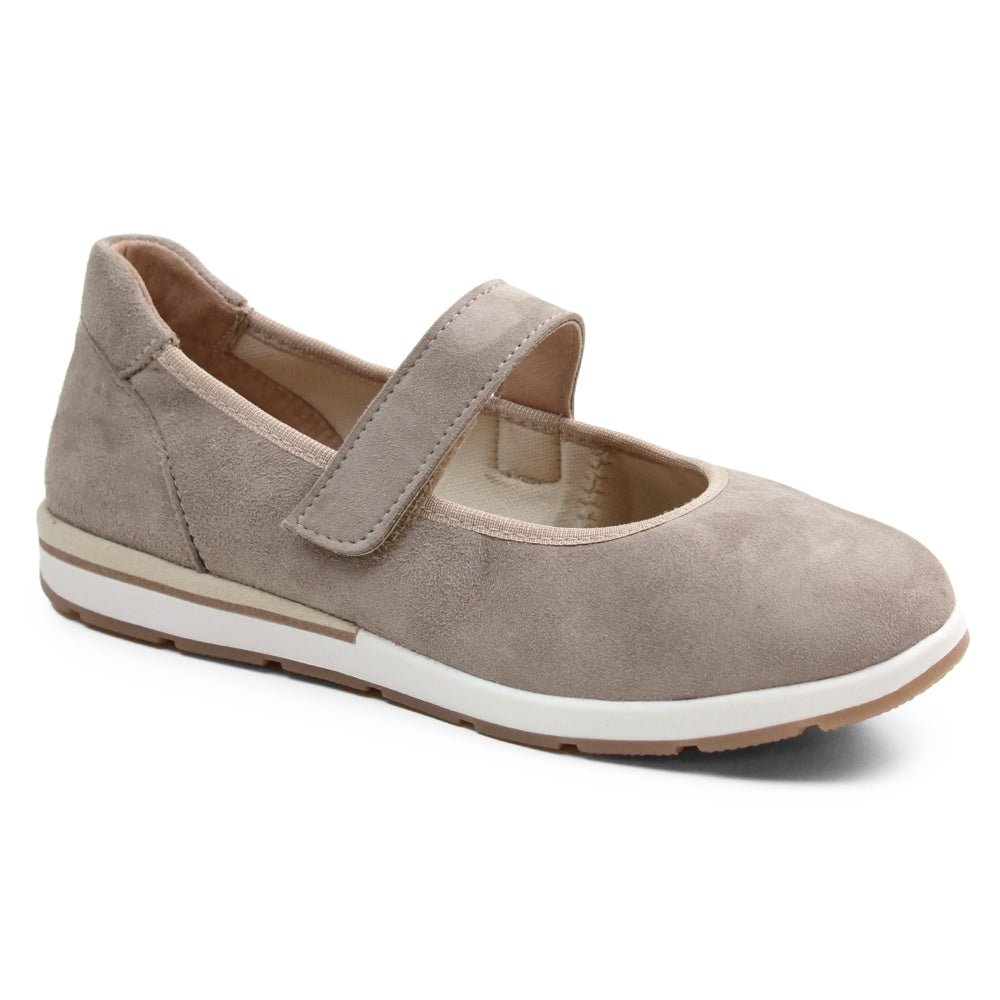 Minfot Ballerinaskor med rem Joyce Stretch Nubuck Stone