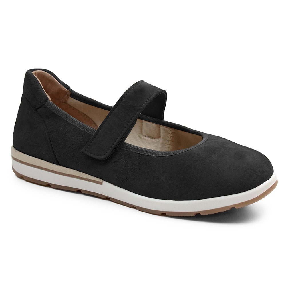 Minfot Ballerinaskor med rem Joyce Stretch Nubuck Svart