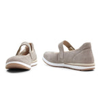 Minfot Ballerinaskor med rem Joyce Stretch Nubuck Stone