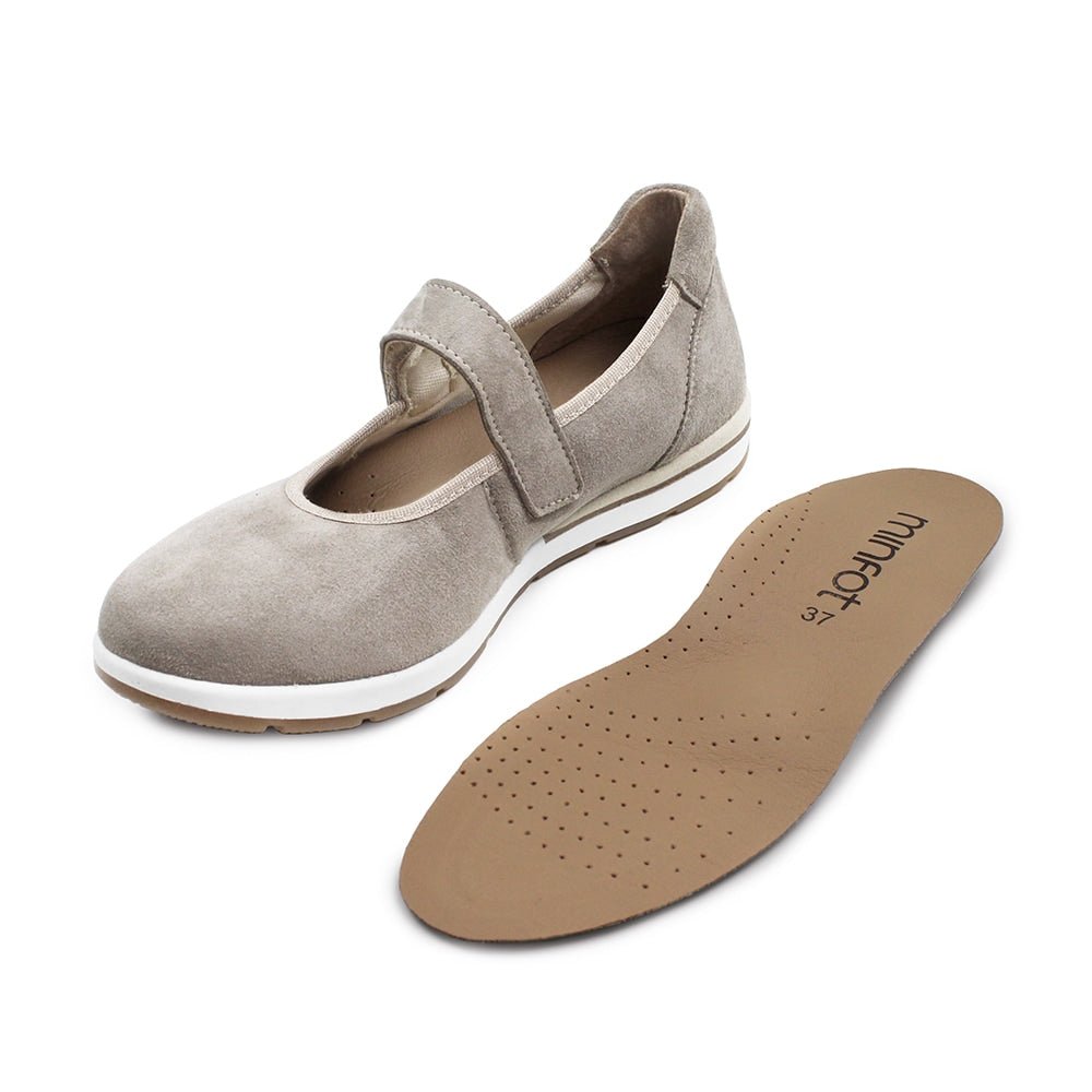 Produktbild 10 - Minfot Ballerinaskor med rem Joyce Stretch Nubuck Stone