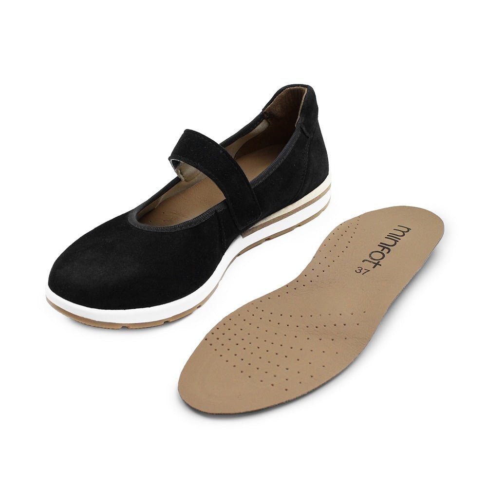 Produktbild 10 - Minfot Ballerinaskor med rem Joyce Stretch Nubuck Svart