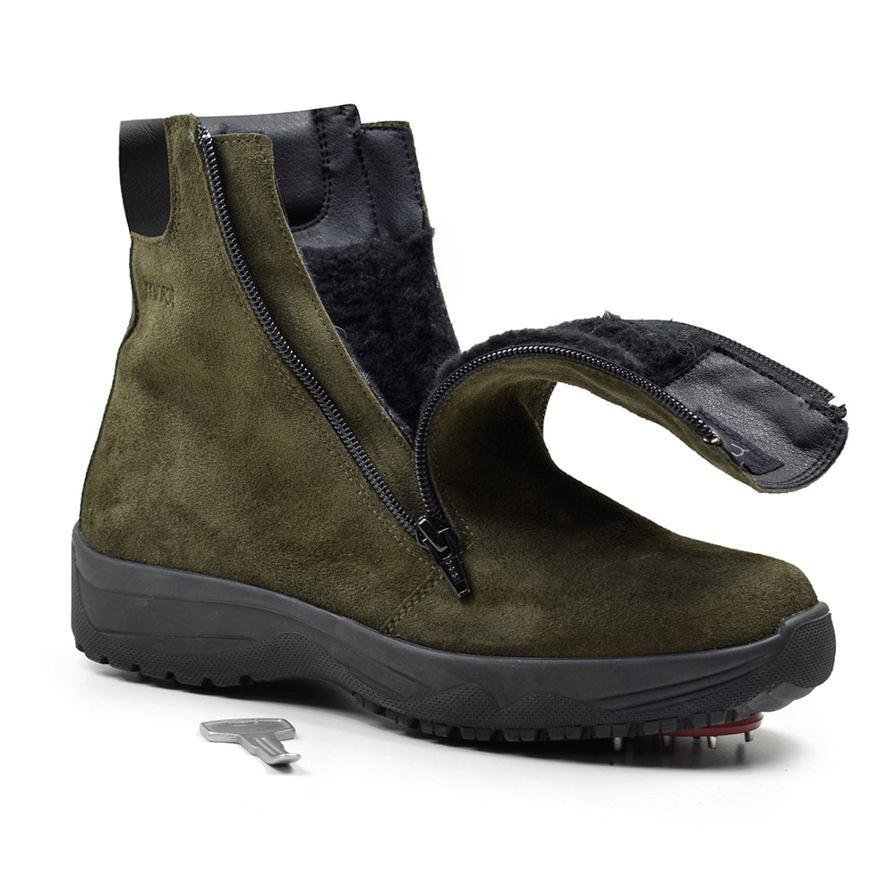 Minfot Dubbskor Boden Mocka Ull Mörkgrön