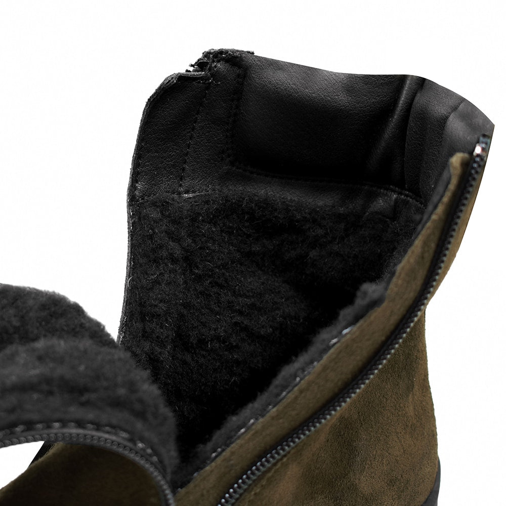 Minfot Dubbskor Boden Mocka Ull Mörkgrön