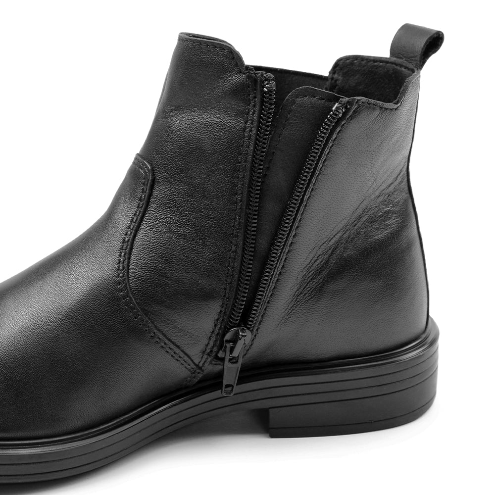 Minfot Bou Chelsea Boots med zip Stretch Läder Svart