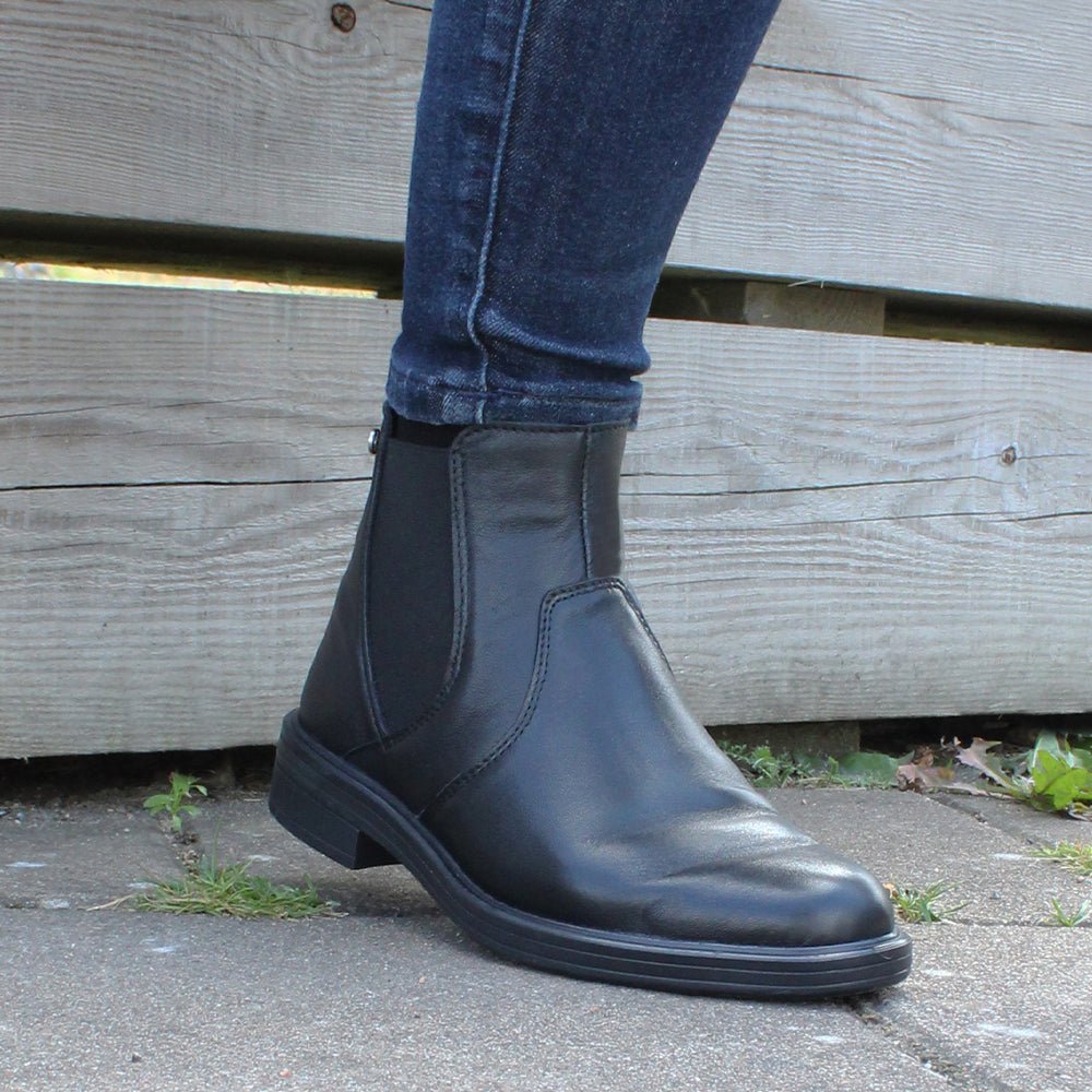 Minfot Bou Chelsea Boots med zip Stretch Läder Svart