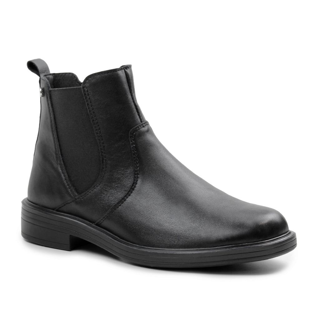 Minfot Bou Chelsea Boots med zip Stretch Läder Svart