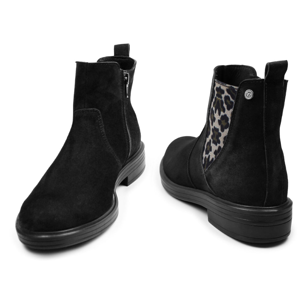 Produktbild 8 - Minfot Bou Chelsea Boots med zip Stretch Nubuck Svart Leopard