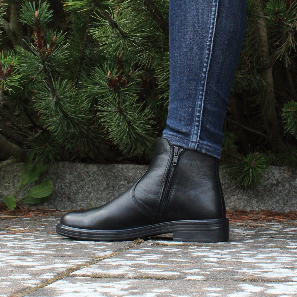 Minfot Bou Chelsea Boots med zip Stretch Läder Svart
