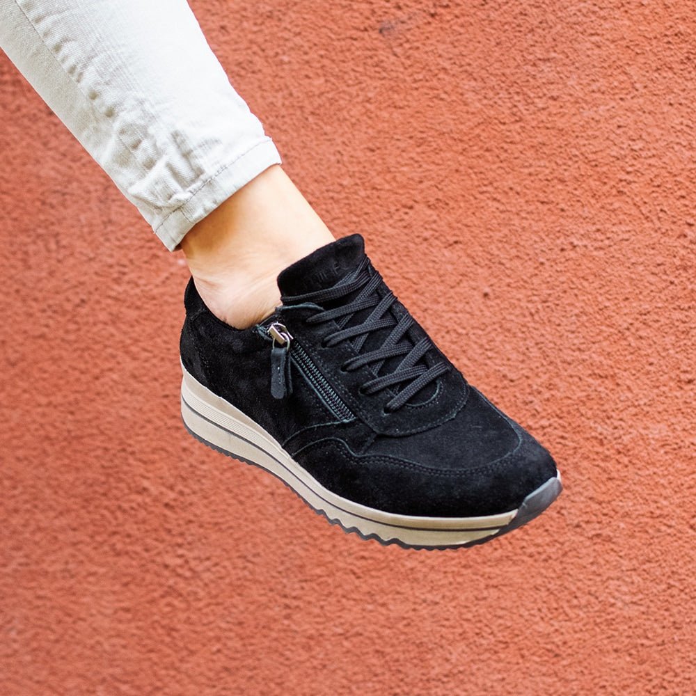 Minfot Cloe Sneaker Dam Dragkedja Mocka Svart