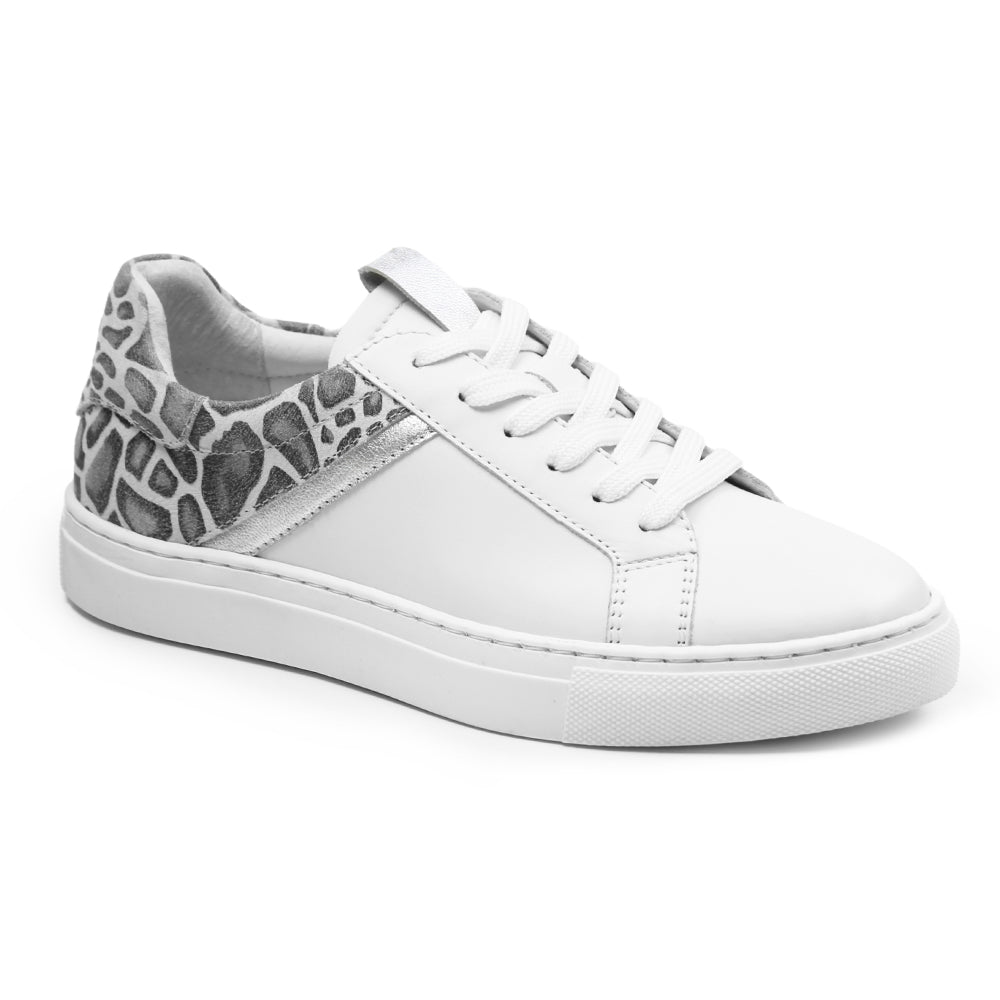 Minfot Comfort Sneakers Skinn Leopard Vit