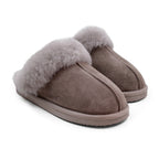 Minfot Fårskinnstofflor Slip-on Duved med sula Stone