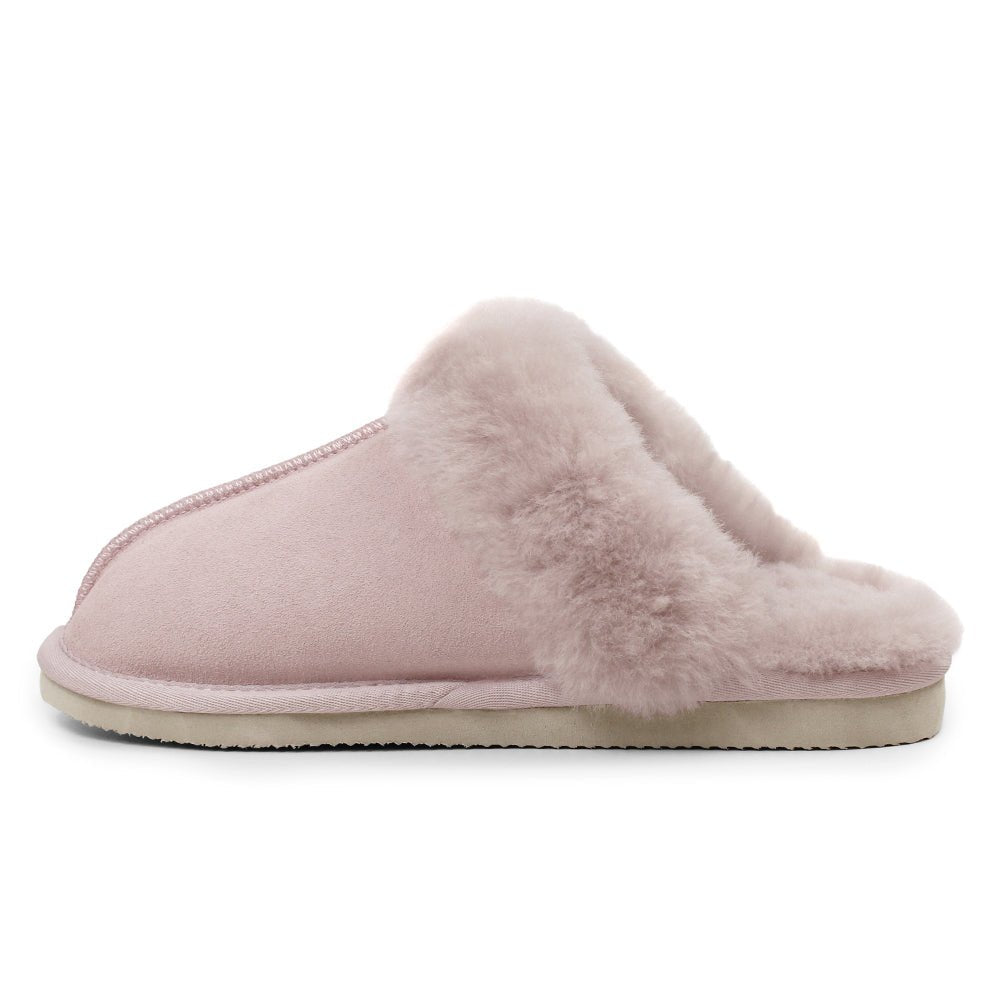 Minfot Fårskinnstofflor Slip-on Duved med sula Rose