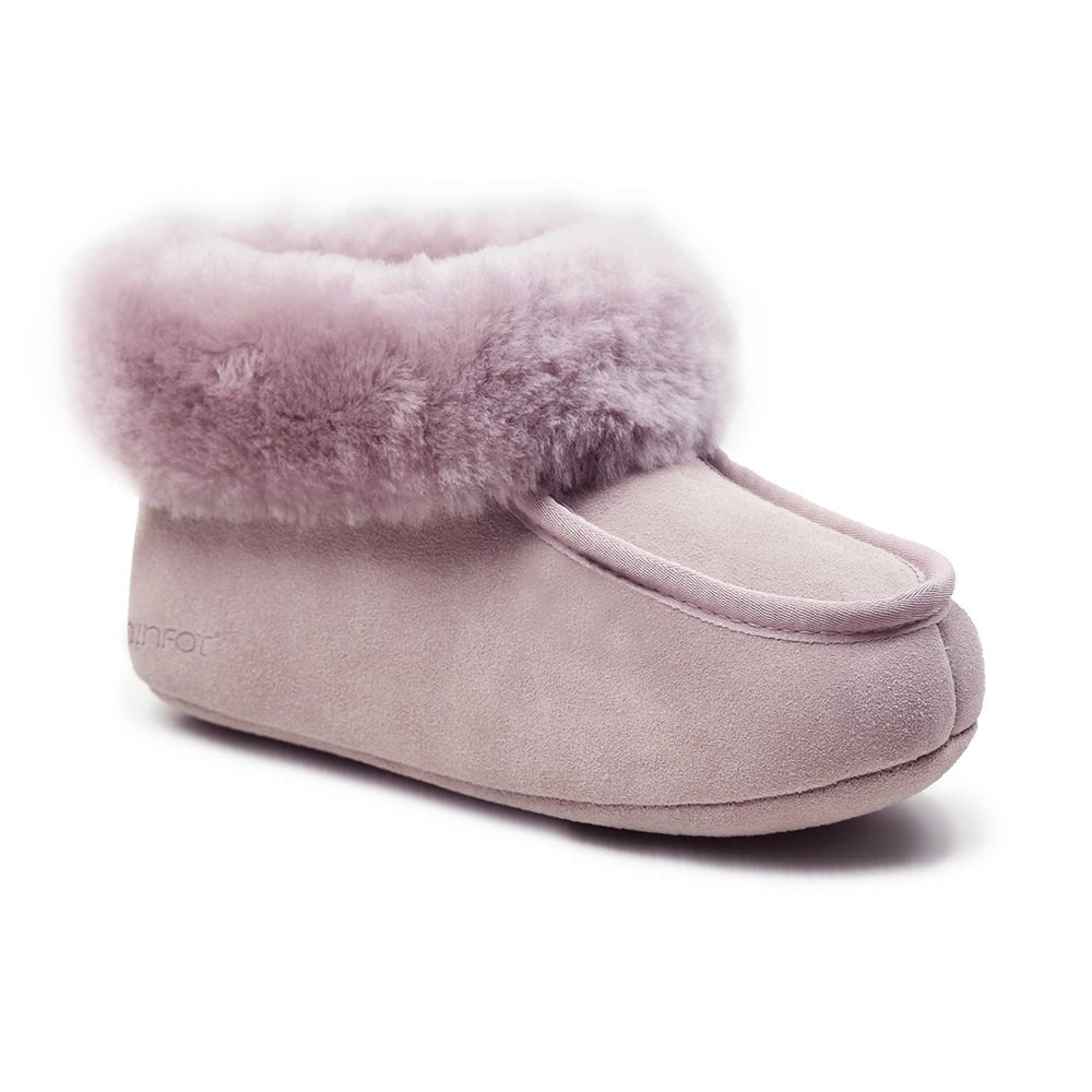 Minfot Fårskinnstofflor Barn Hven Rosa