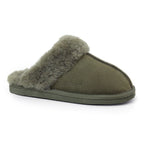 Minfot Fårskinnstofflor Slip-on Duved med sula Mörk Olivgrön