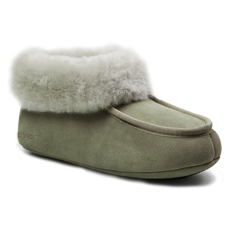 Minfot Fårskinnstofflor Hemse Med Sula Olive