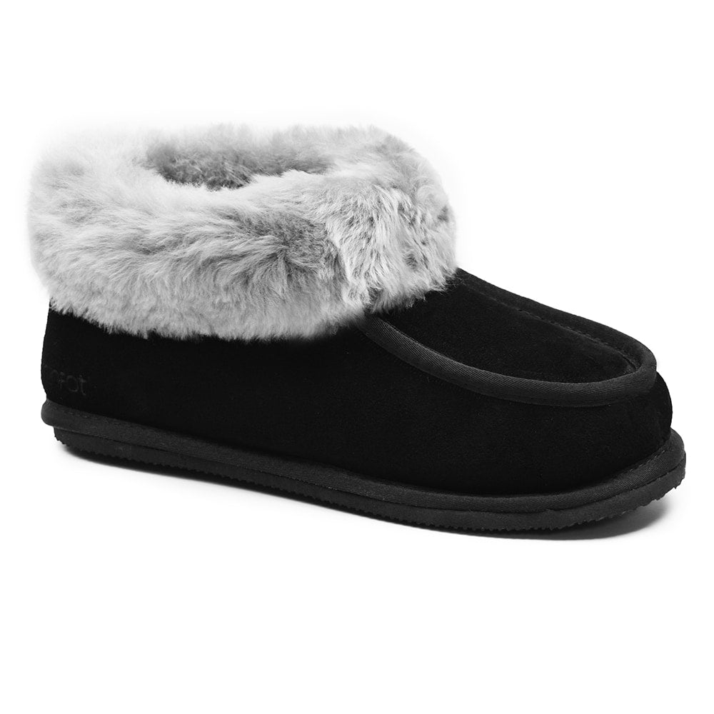 Minfot Fårskinnstofflor Koster med sula Svart