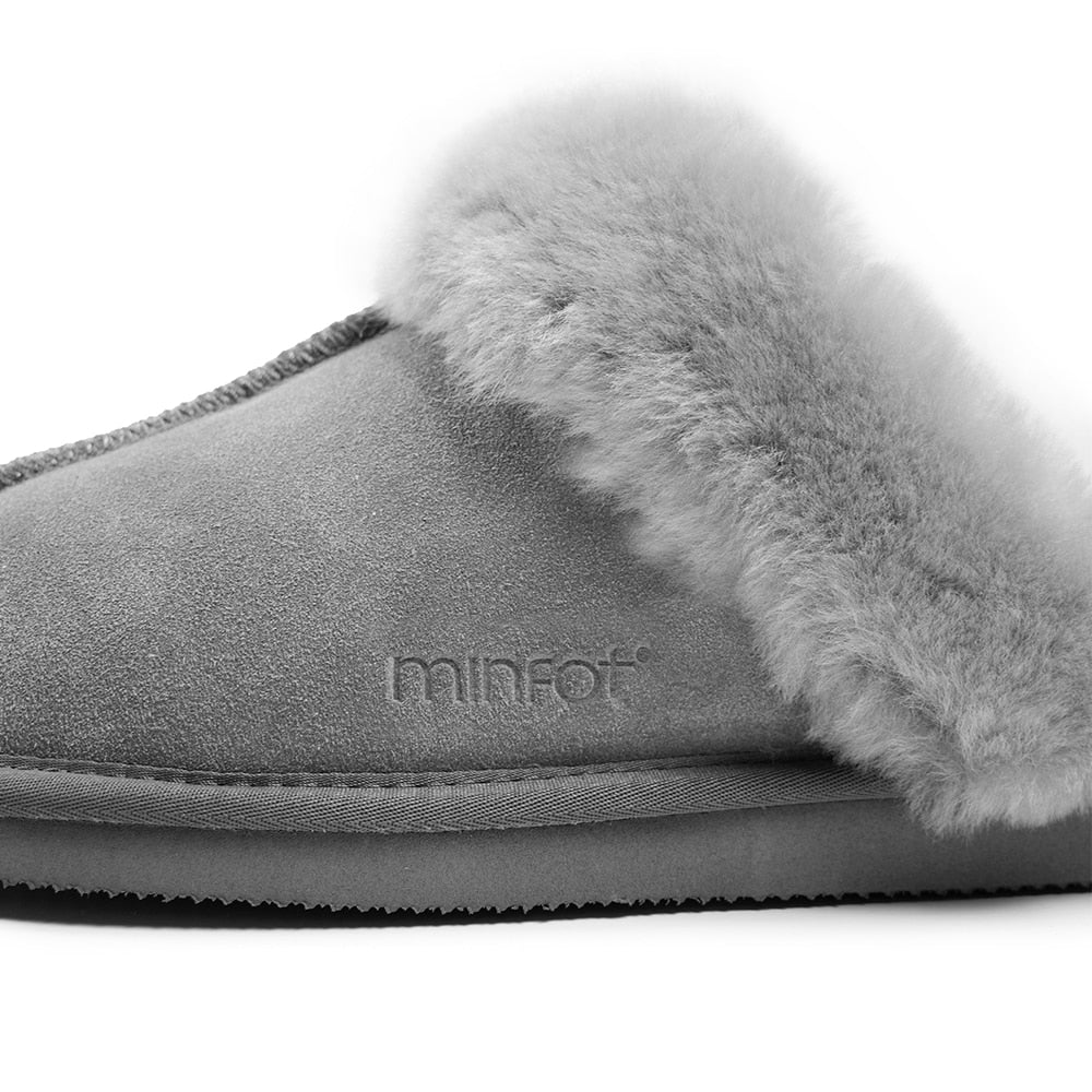 Minfot Fårskinnstofflor Slip-on Duved med sula Ljusgrå