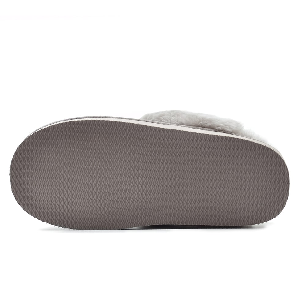 Minfot Fårskinnstofflor Slip-on Duved med sula Stone