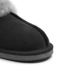 Minfot Fårskinnstofflor Slip-on Duved med sula Svart